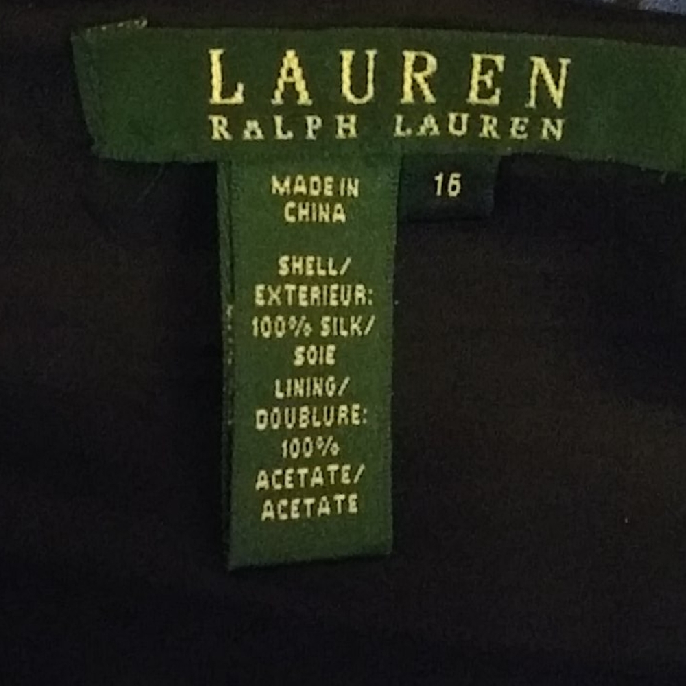 RALPH LAUREN SILK BLUE WHITE BLACK SKIRT - Picture 6 of 6